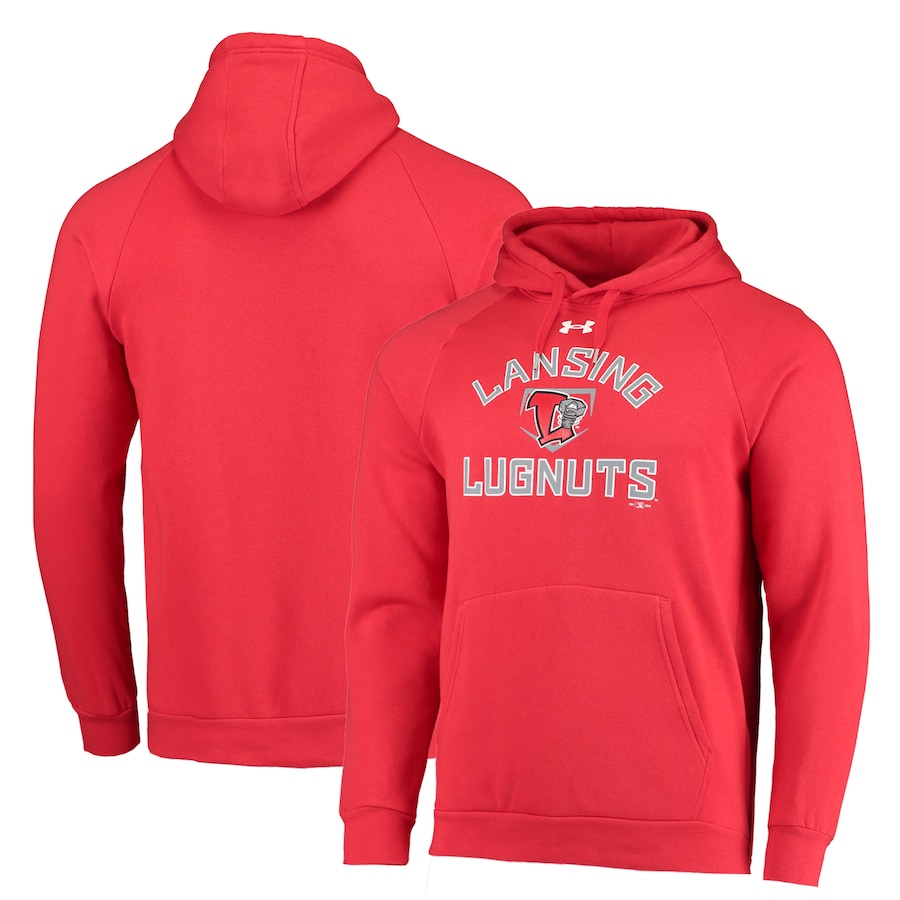 Men's Lansing Lugnuts Under Armour Red All Day Raglan Fleece Pullover Hoodie Men's Lansing Lugnuts Under Armour Red All Day Raglan Fleece Pullover Hoodie