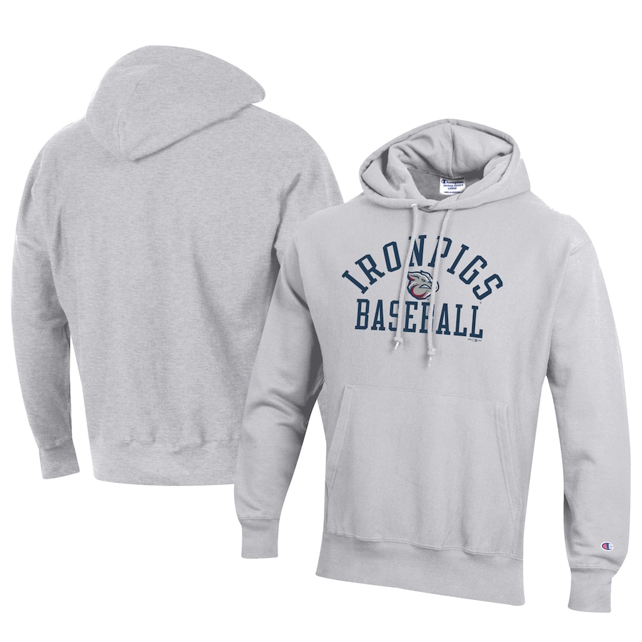 Men's Lehigh Valley IronPigs Champion Gray Baseball Reverse Weave Pullover Hoodie Men's Lehigh Valley IronPigs Champion Gray Baseball Reverse Weave Pullover Hoodie