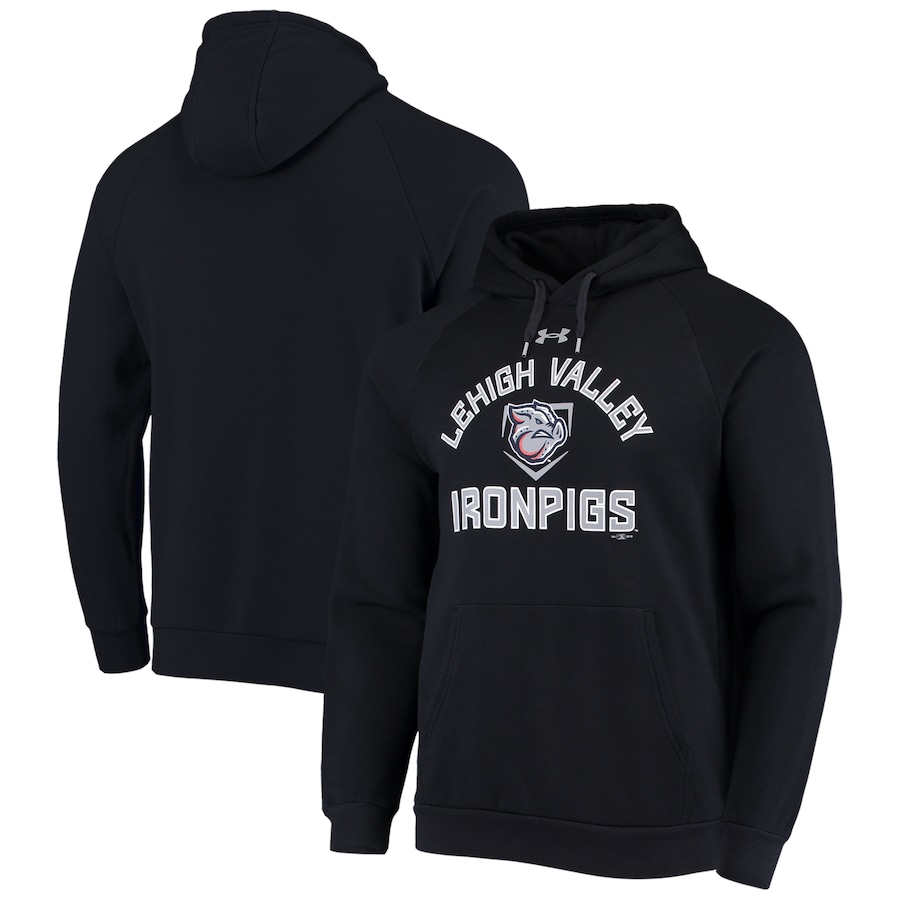 Men's Lehigh Valley IronPigs Under Armour Black All Day Raglan Fleece Pullover Hoodie Men's Lehigh Valley IronPigs Under Armour Black All Day Raglan Fleece Pullover Hoodie