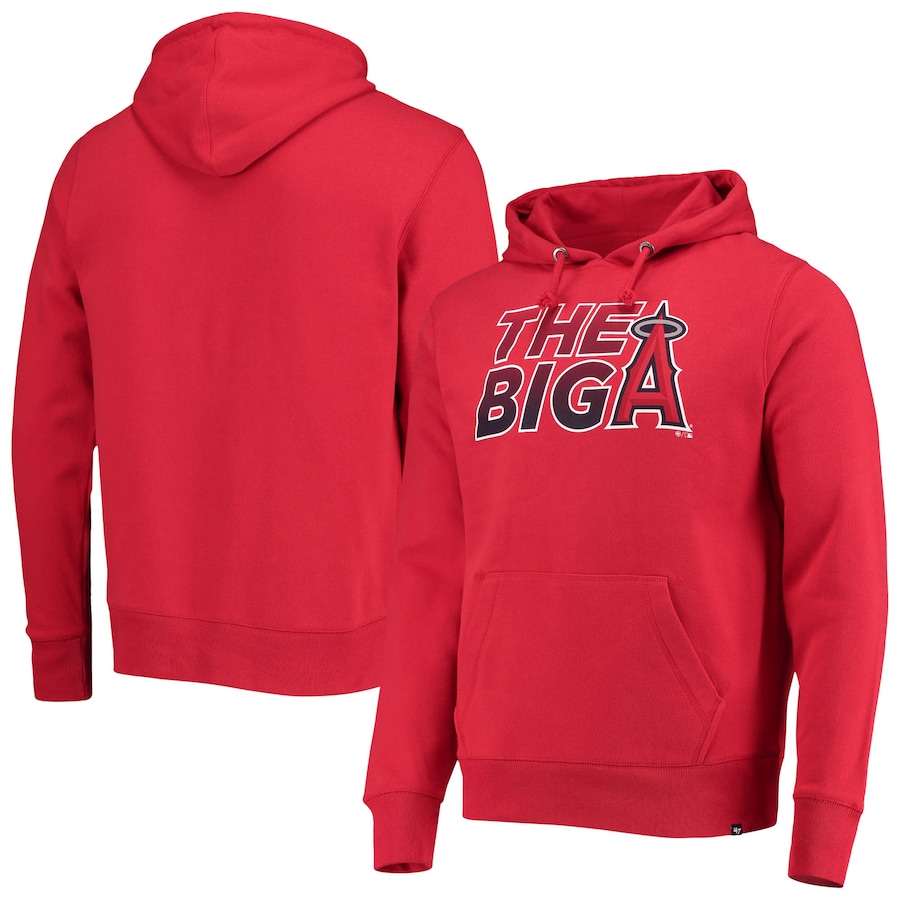 Men's Los Angeles Angels '47 Red Local Headline Pullover Hoodie Men's Los Angeles Angels '47 Red Local Headline Pullover Hoodie