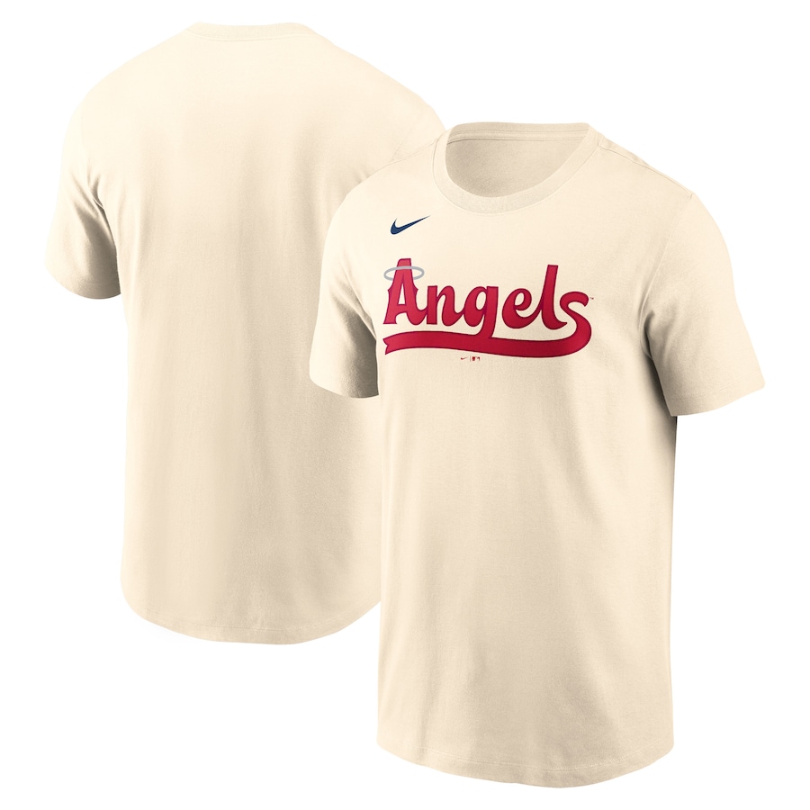 Men's Los Angeles Angels Nike Cream City Connect Wordmark T-Shirt Men's Los Angeles Angels Nike Cream City Connect Wordmark T-Shirt