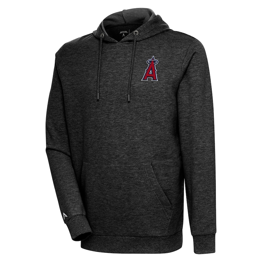 Men's Los Angeles Angels Antigua Heather Black Action Pullover Hoodie