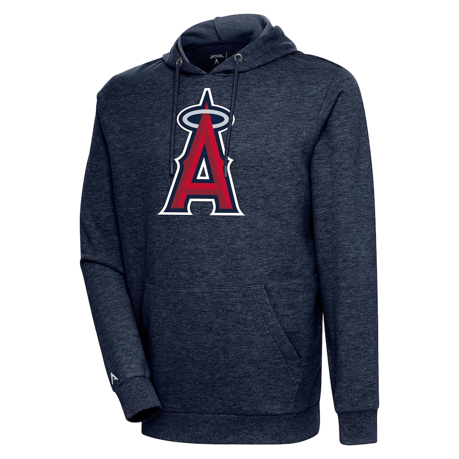 Men's Los Angeles Angels Antigua Heather Navy Action Pullover Hoodie