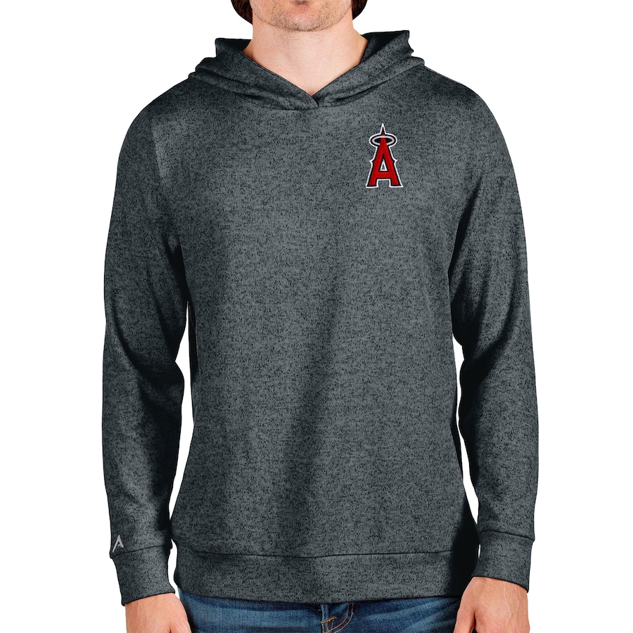 Men's Los Angeles Angels Antigua Heathered Charcoal Absolute Pullover Hoodie