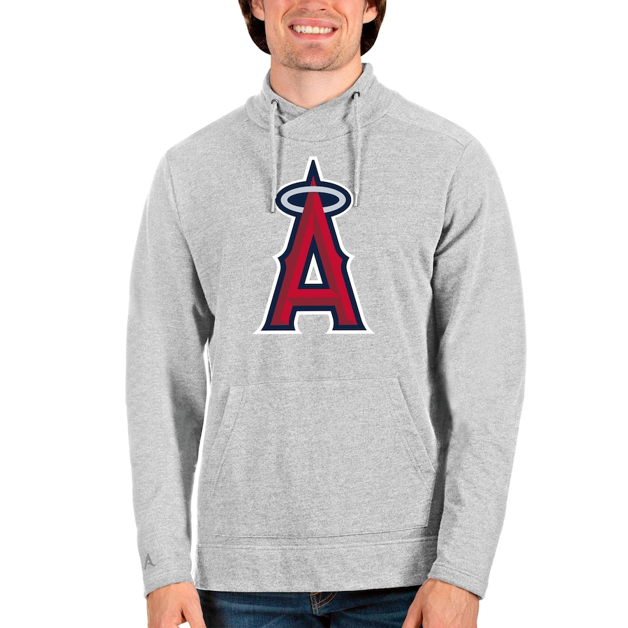 Men's Los Angeles Angels Antigua Heathered Gray Reward Pullover Sweatshirt