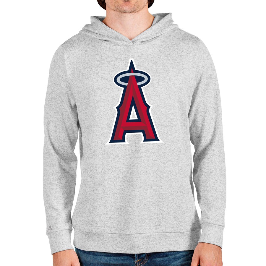 Men's Los Angeles Angels Antigua Heathered Gray Team Logo Absolute Pullover Hoodie