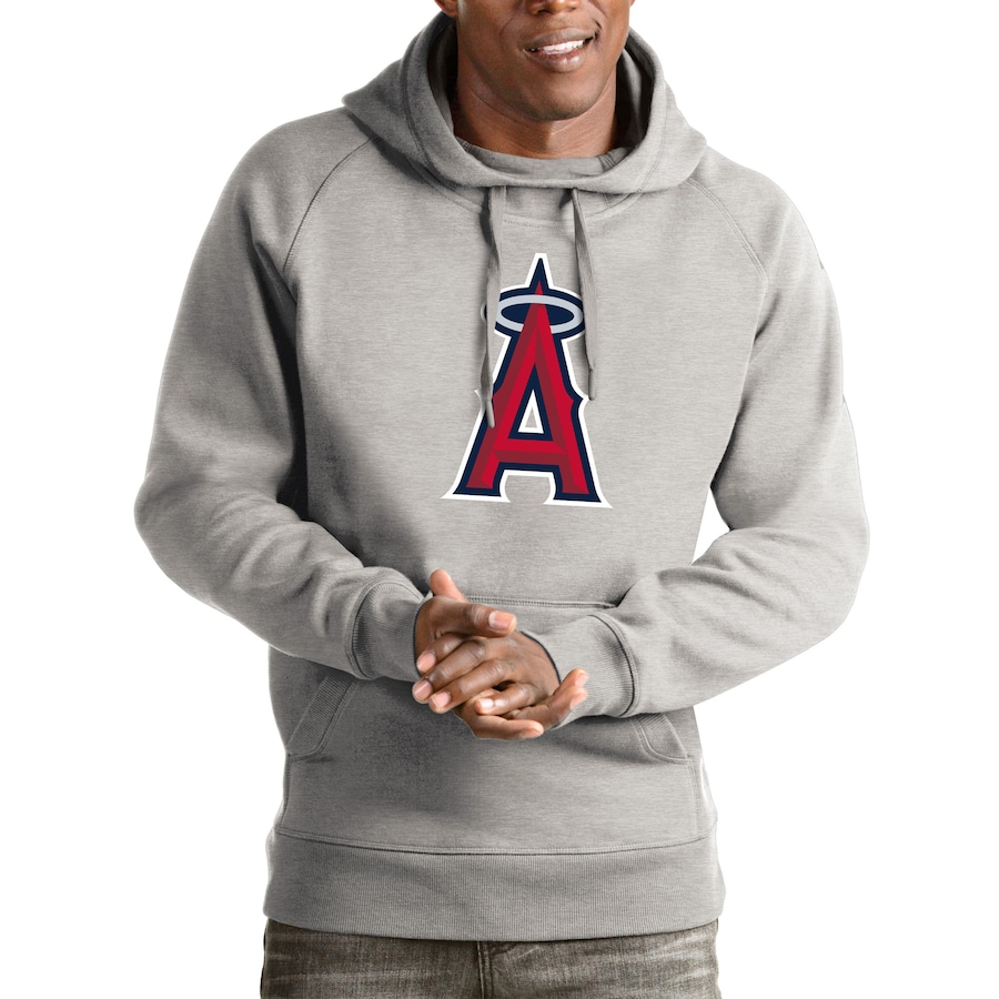 Men's Los Angeles Angels Antigua Heathered Gray Victory Pullover Hoodie