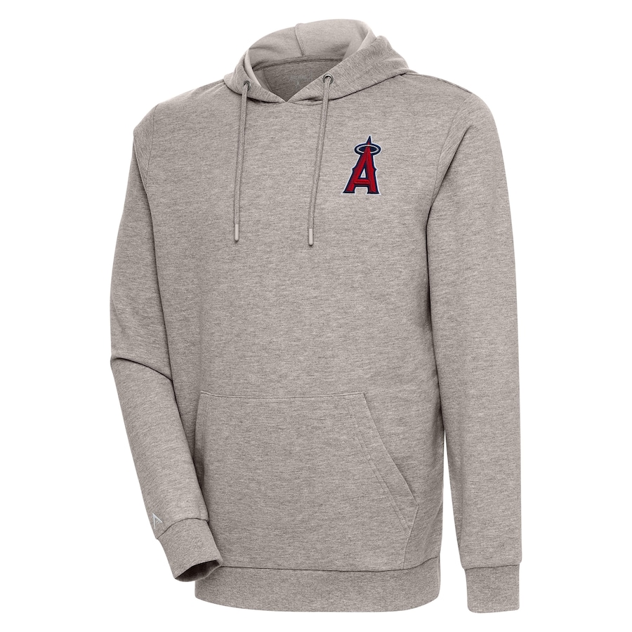 Men's Los Angeles Angels Antigua Oatmeal Action Pullover Hoodie