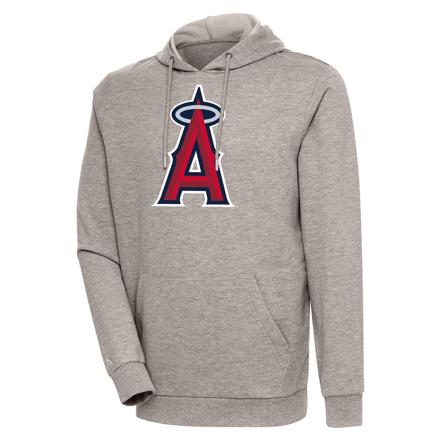 Men's Los Angeles Angels Antigua Oatmeal Action Pullover Hoodie