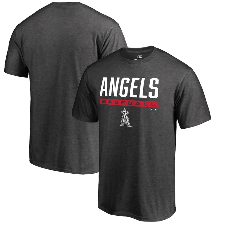 Men's Los Angeles Angels Ash Win Stripe T-Shirt Men's Los Angeles Angels Ash Win Stripe T-Shirt