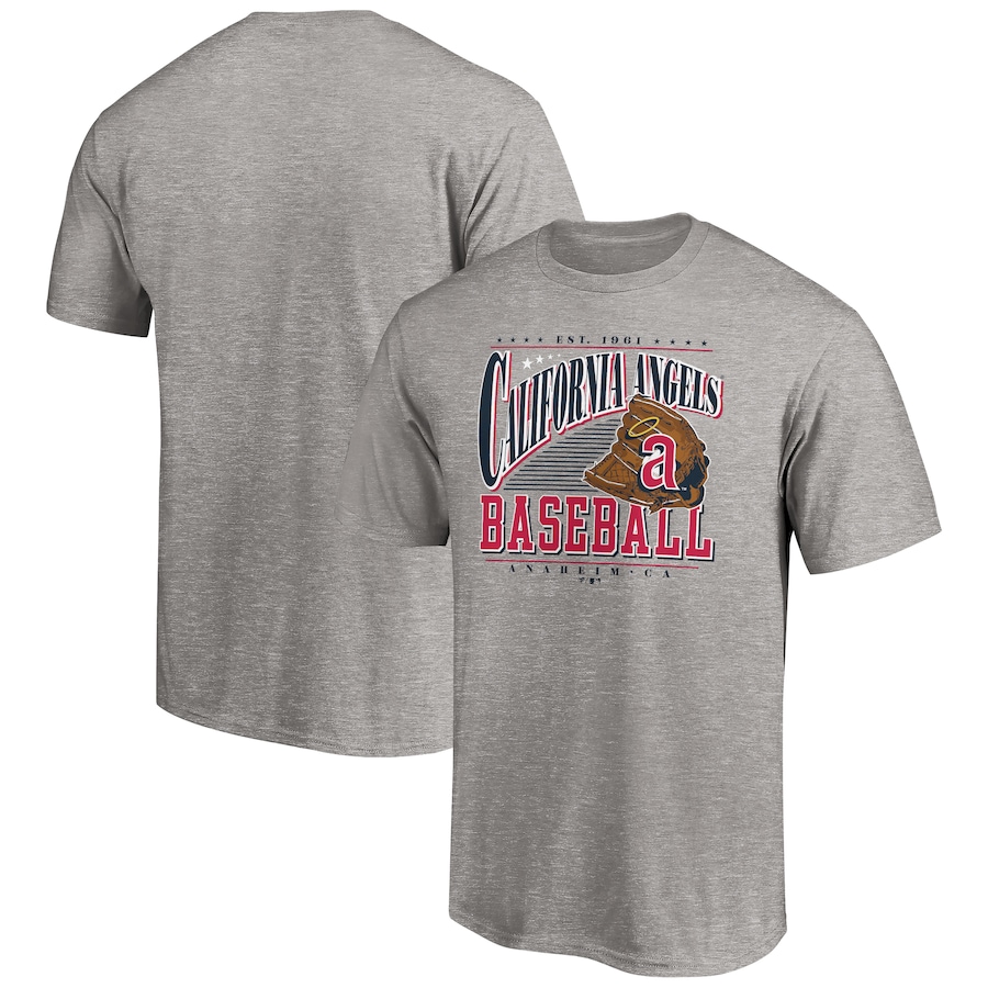 Men's Los Angeles Angels Heather Gray Cooperstown Collection Winning Time T-Shirt Men's Los Angeles Angels Heather Gray Cooperstown Collection Winning Time T-Shirt