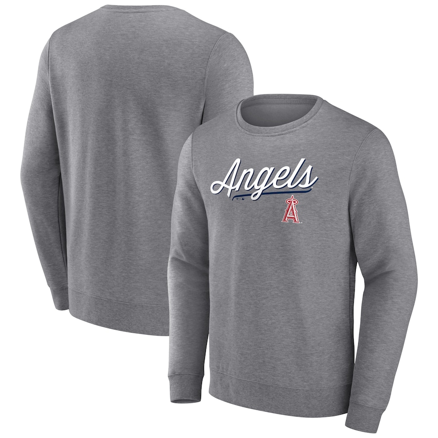 Men's Los Angeles Angels Heather Gray Simplicity Pullover Sweatshirt Men's Los Angeles Angels Heather Gray Simplicity Pullover Sweatshirt