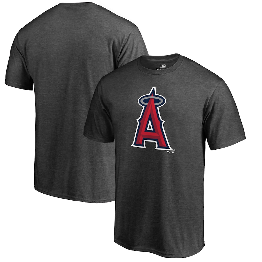 Men's Los Angeles Angels Heathered Charcoal Primary Logo T-Shirt