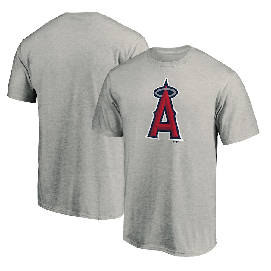 Men's Los Angeles Angels Heathered Gray Official Team Logo T-Shirt