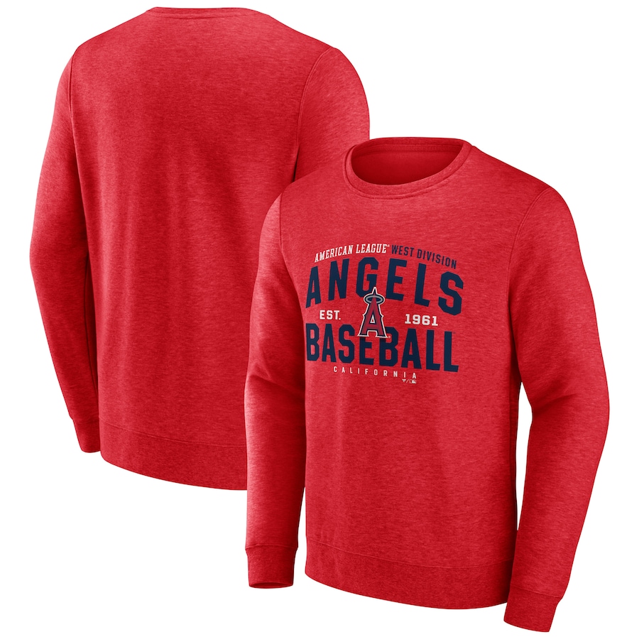 Men's Los Angeles Angels Heathered Red Classic Move Pullover Sweatshirt Men's Los Angeles Angels Heathered Red Classic Move Pullover Sweatshirt