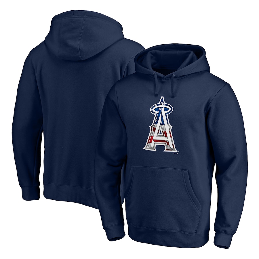 Men's Los Angeles Angels Navy Banner Wave Pullover Hoodie Men's Los Angeles Angels Navy Banner Wave Pullover Hoodie