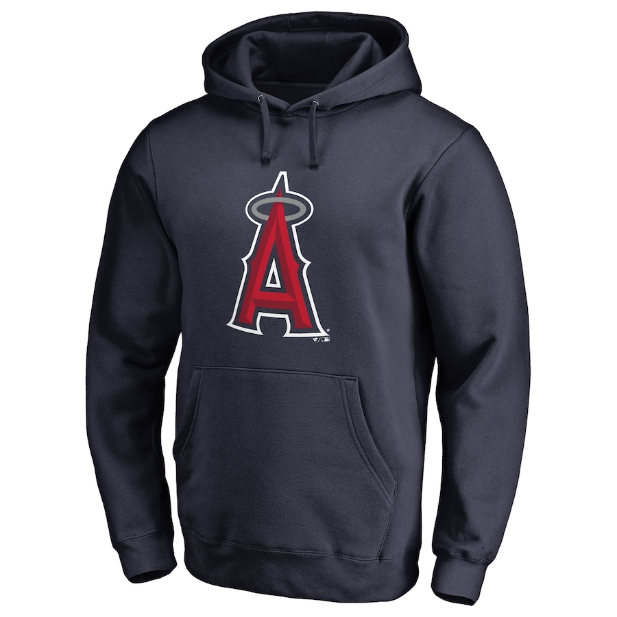 Men's Los Angeles Angels Navy Official Logo Fitted Pullover Hoodie Men's Los Angeles Angels Navy Official Logo Fitted Pullover Hoodie