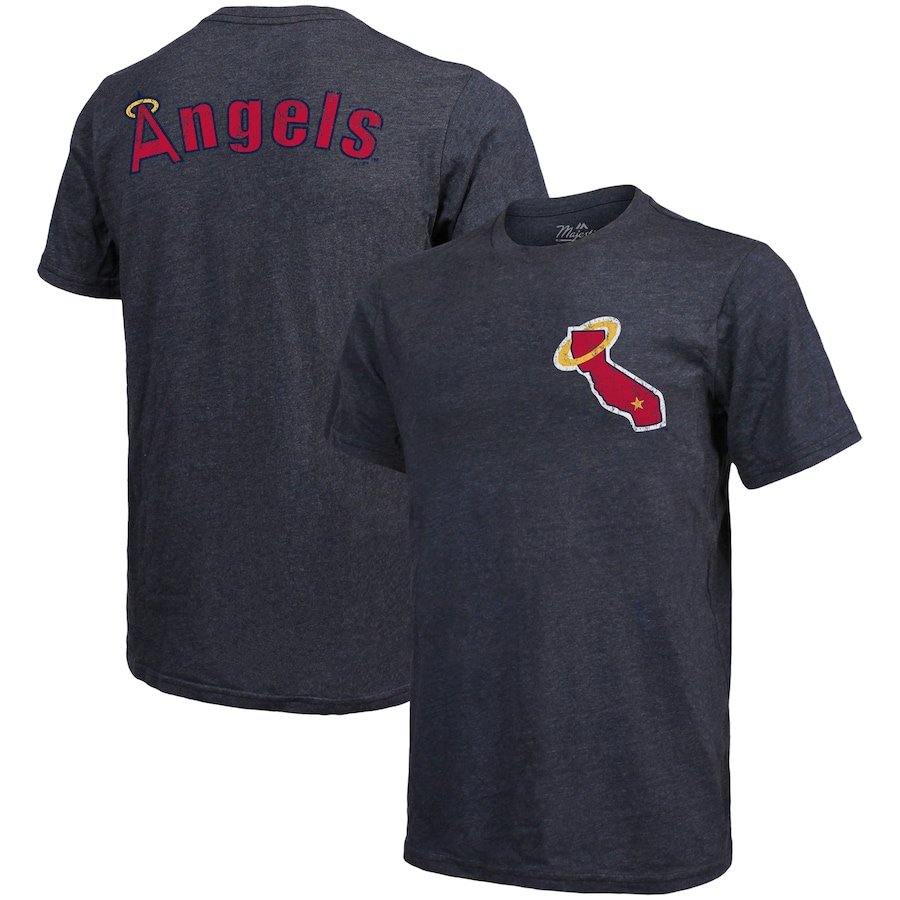 Men's Los Angeles Angels Majestic Threads Navy Throwback Logo Tri-Blend T-Shirt Men's Los Angeles Angels Majestic Threads Navy Throwback Logo Tri-Blend T-Shirt