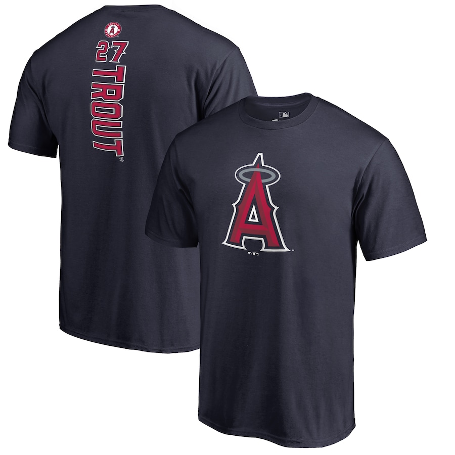 Men's Los Angeles Angels Mike Trout Navy Backer T-Shirt