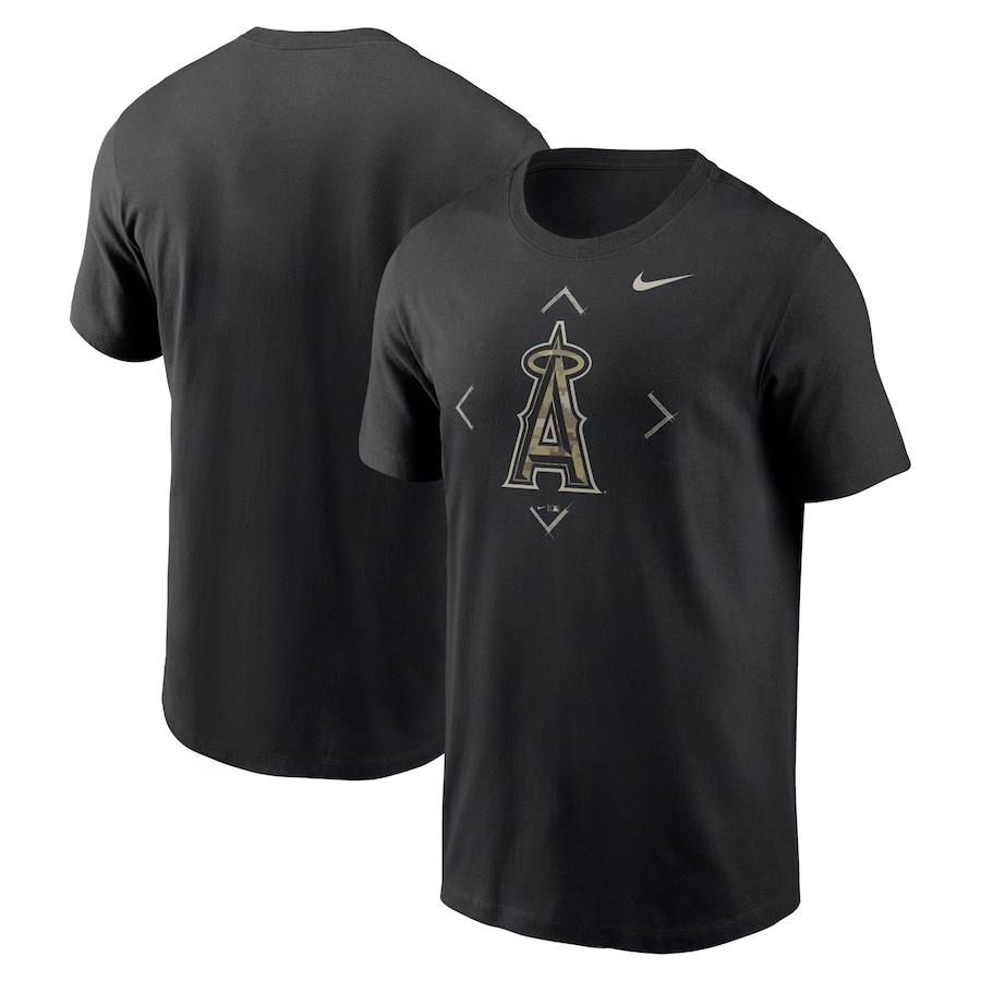 Men's Los Angeles Angels Nike Black Camo Logo T-Shirt