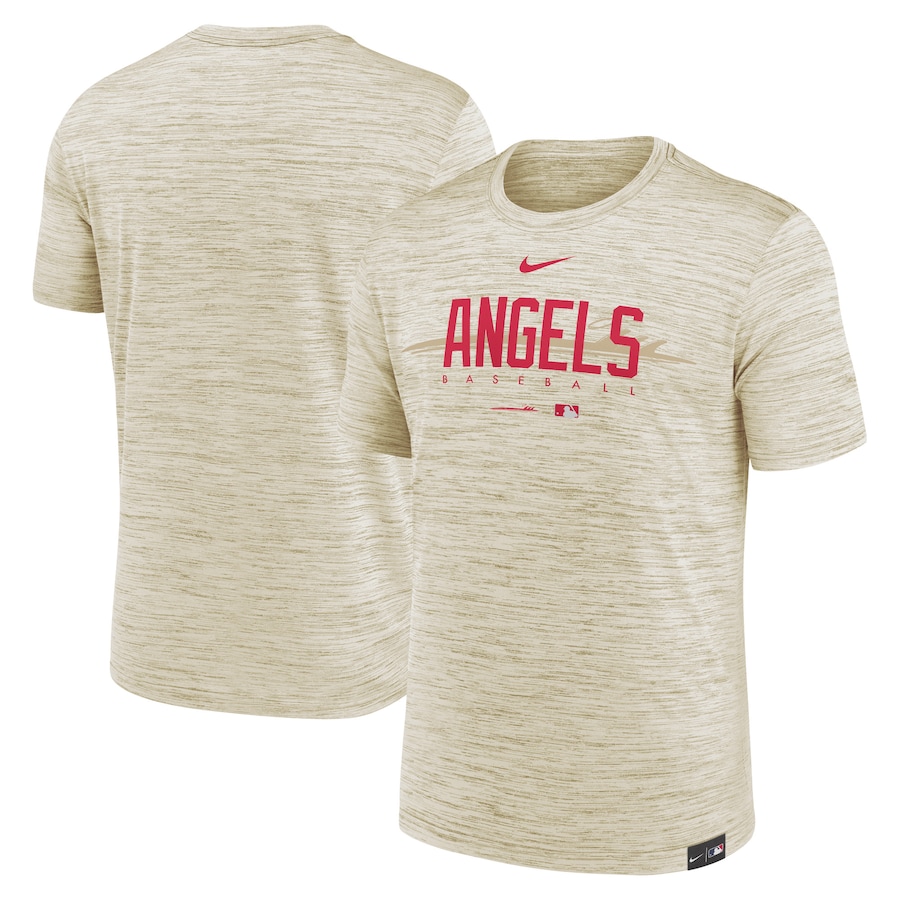Men's Los Angeles Angels Nike Cream City Connect Velocity Practice Performance T-Shirt Men's Los Angeles Angels Nike Cream City Connect Velocity Practice Performance T-Shirt