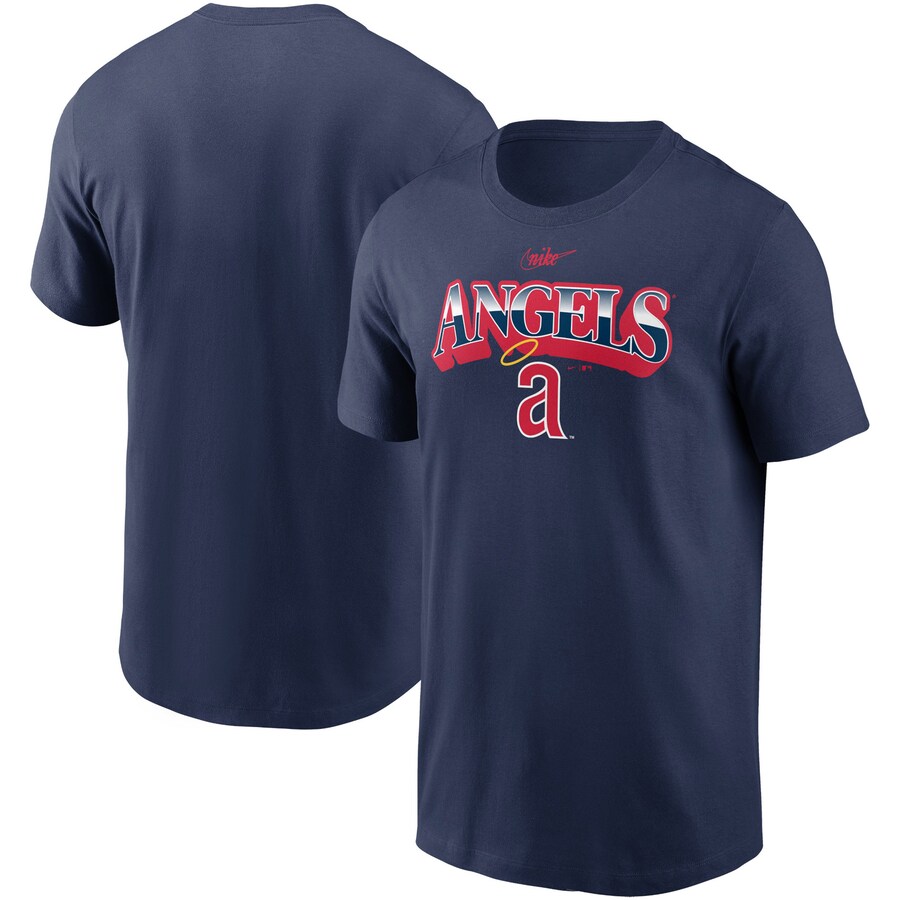 Men's Los Angeles Angels Nike Navy Cooperstown Collection Rewind Arch T-Shirt