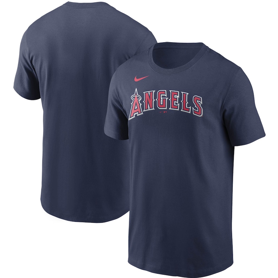 Men's Los Angeles Angels Nike Navy Team Wordmark T-Shirt Men's Los Angeles Angels Nike Navy Team Wordmark T-Shirt