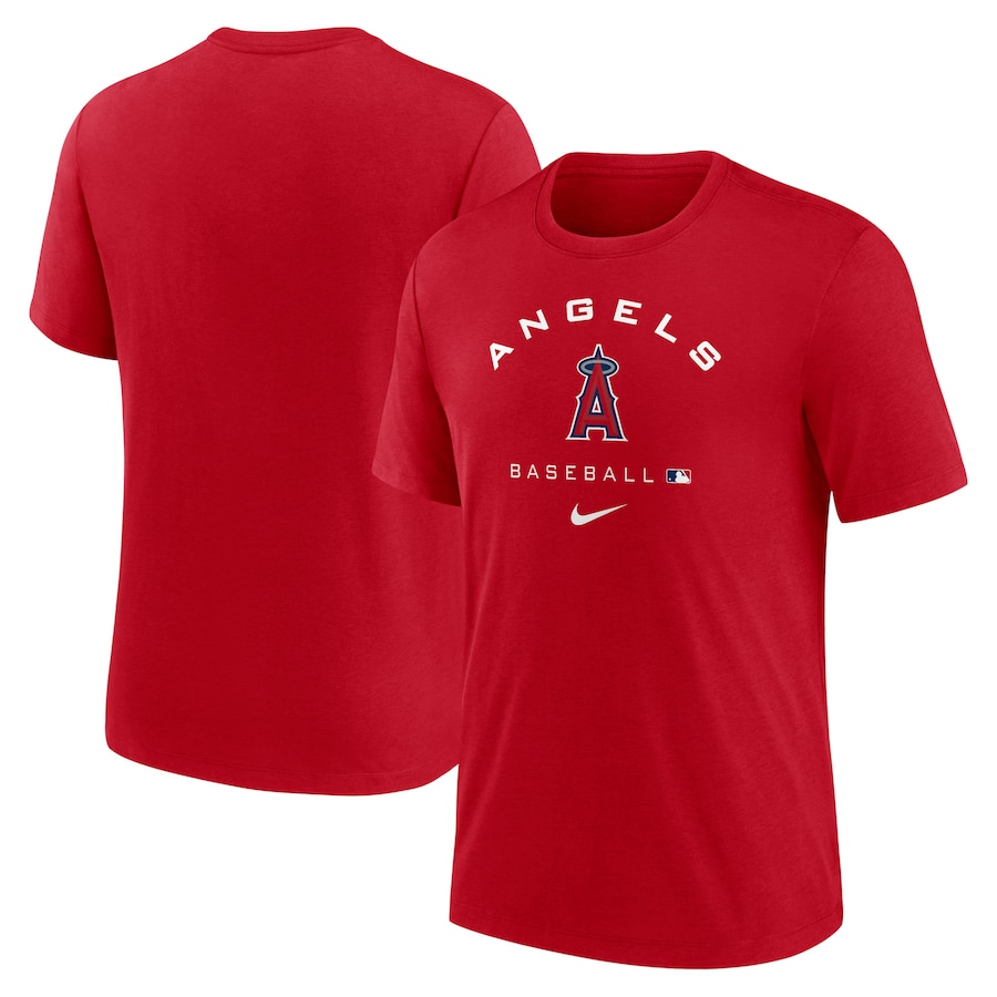Men's Los Angeles Angels Nike Red Authentic Collection Tri-Blend Performance T-Shirt Men's Los Angeles Angels Nike Red Authentic Collection Tri-Blend Performance T-Shirt