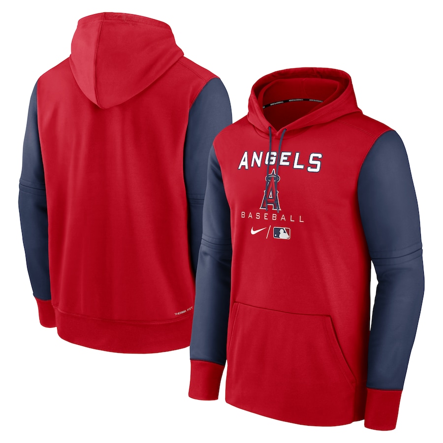 Men's Los Angeles Angels Nike Red/Navy Authentic Collection Performance Hoodie Men's Los Angeles Angels Nike Red/Navy Authentic Collection Performance Hoodie