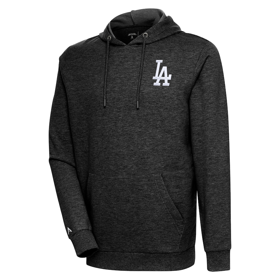 Men's Los Angeles Dodgers Antigua Heather Black Action Pullover Hoodie