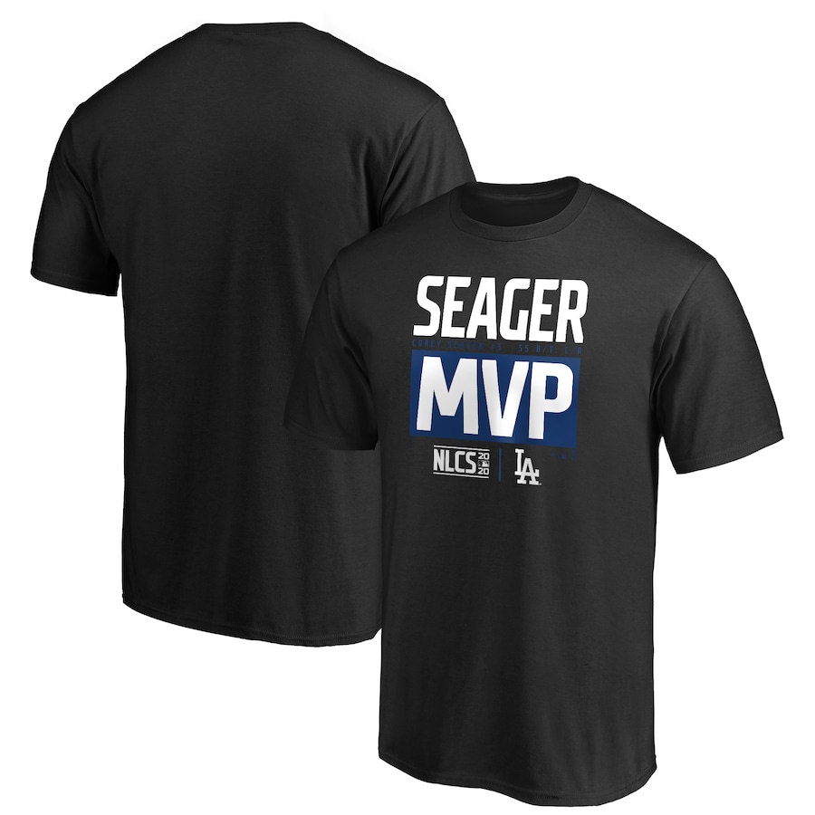 Men's Los Angeles Dodgers Corey Seager Black 2020 National League Champions MVP T-Shirt Men's Los Angeles Dodgers Corey Seager Black 2020 National League Champions MVP T-Shirt