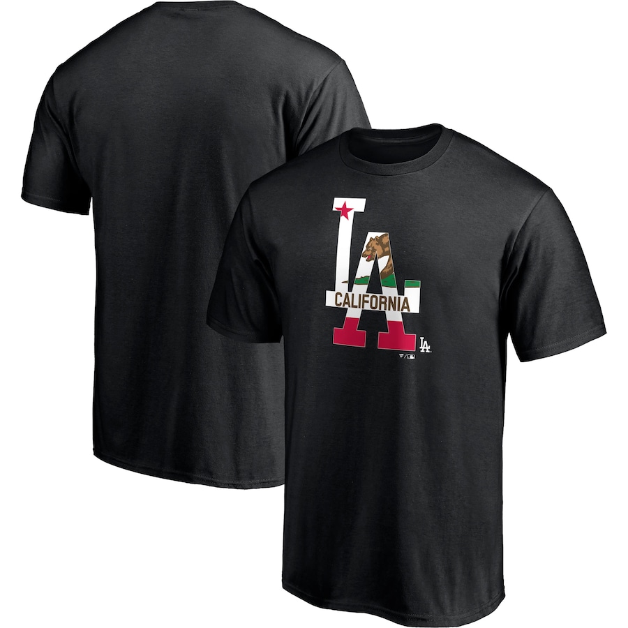 Men's Los Angeles Dodgers Black Cali Flag Hometown Collection T-Shirt