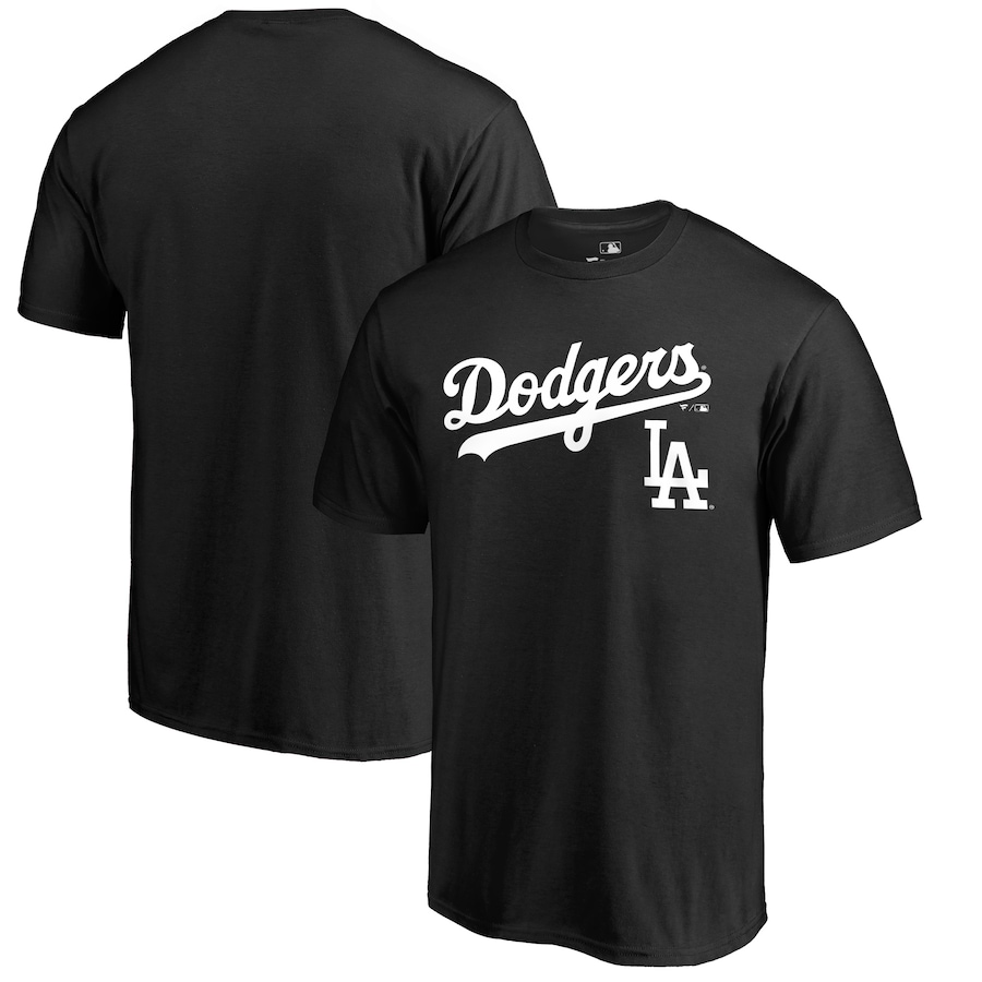 Men's Los Angeles Dodgers Black Team Lockup T-Shirt Men's Los Angeles Dodgers Black Team Lockup T-Shirt