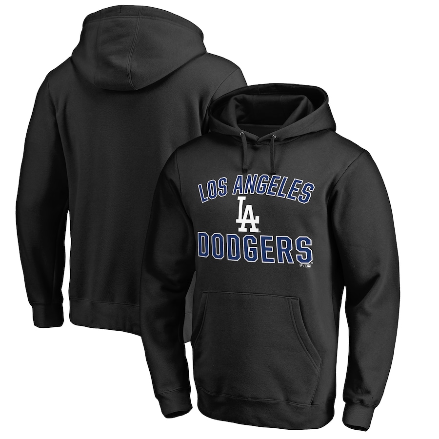 Men's Los Angeles Dodgers Black Team Victory Arch Pullover Hoodie Men's Los Angeles Dodgers Black Team Victory Arch Pullover Hoodie