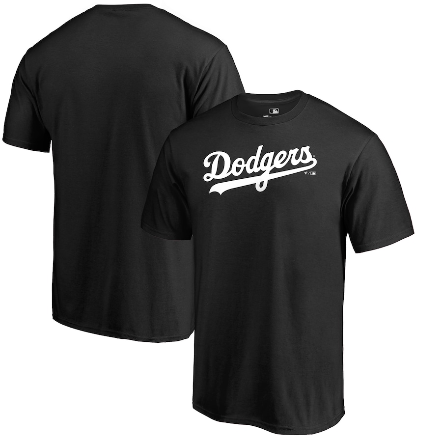 Men's Los Angeles Dodgers Black Team Wordmark T-Shirt Men's Los Angeles Dodgers Black Team Wordmark T-Shirt