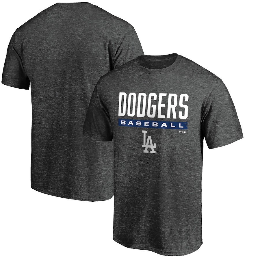 Men's Los Angeles Dodgers Charcoal Team Win Stripe T-Shirt