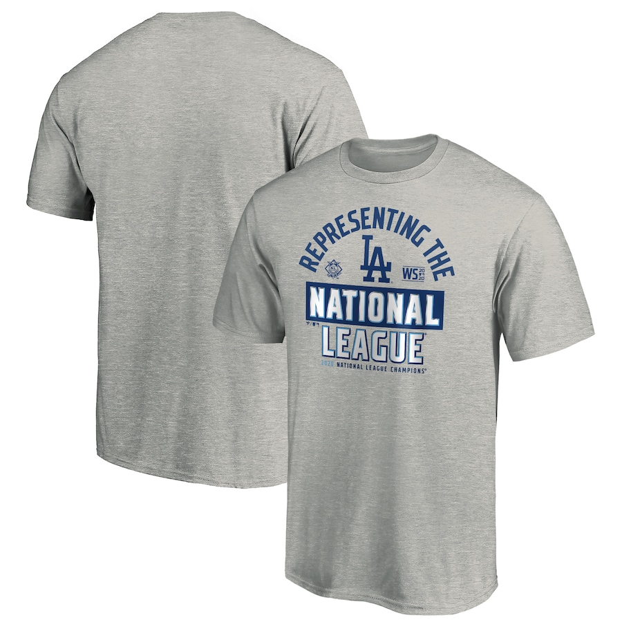 Men's Los Angeles Dodgers Gray 2020 National League Champions Locker Room T-Shirt Men's Los Angeles Dodgers Gray 2020 National League Champions Locker Room T-Shirt