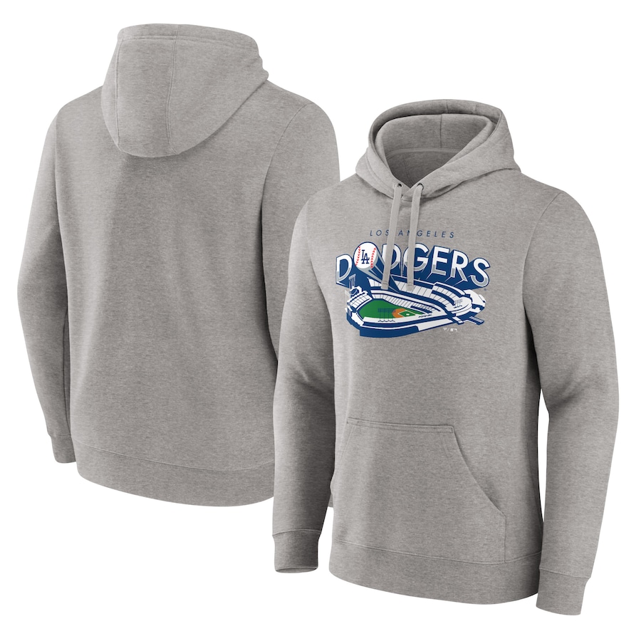 Men's Los Angeles Dodgers Gray Hometown Collection Heater Fitted Pullover Hoodie Men's Los Angeles Dodgers Gray Hometown Collection Heater Fitted Pullover Hoodie