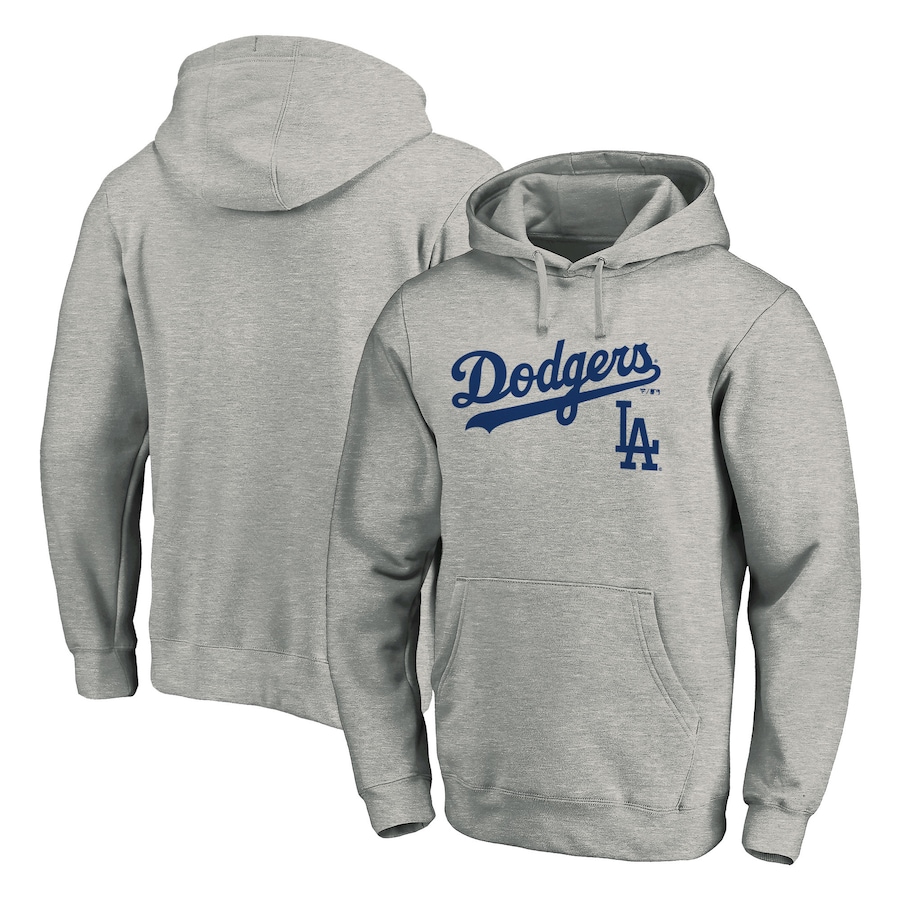 Men's Los Angeles Dodgers Gray Team Lock Up Wordmark Pullover Hoodie Men's Los Angeles Dodgers Gray Team Lock Up Wordmark Pullover Hoodie