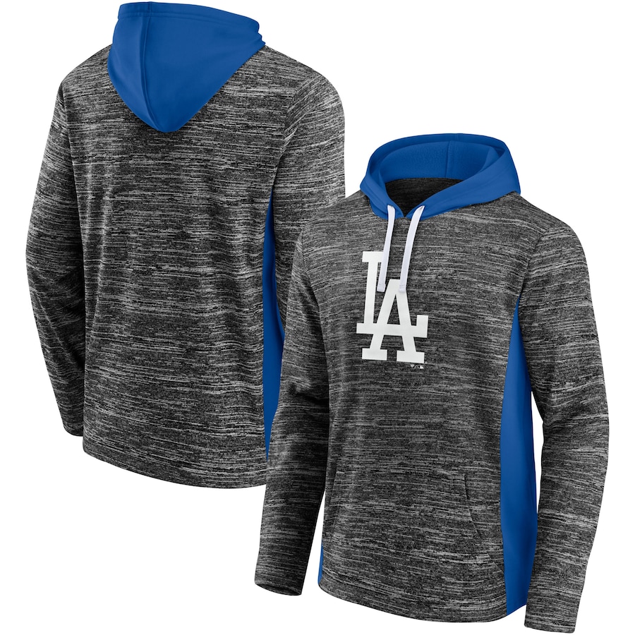 Men's Los Angeles Dodgers Gray/Royal Instant Replay Color Block Pullover Hoodie Men's Los Angeles Dodgers Gray/Royal Instant Replay Color Block Pullover Hoodie
