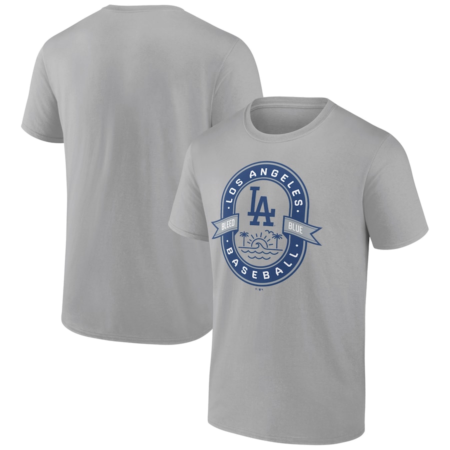 Men's Los Angeles Dodgers Heather Gray Glory Bound Bleed Blue T-Shirt Men's Los Angeles Dodgers Heather Gray Glory Bound Bleed Blue T-Shirt