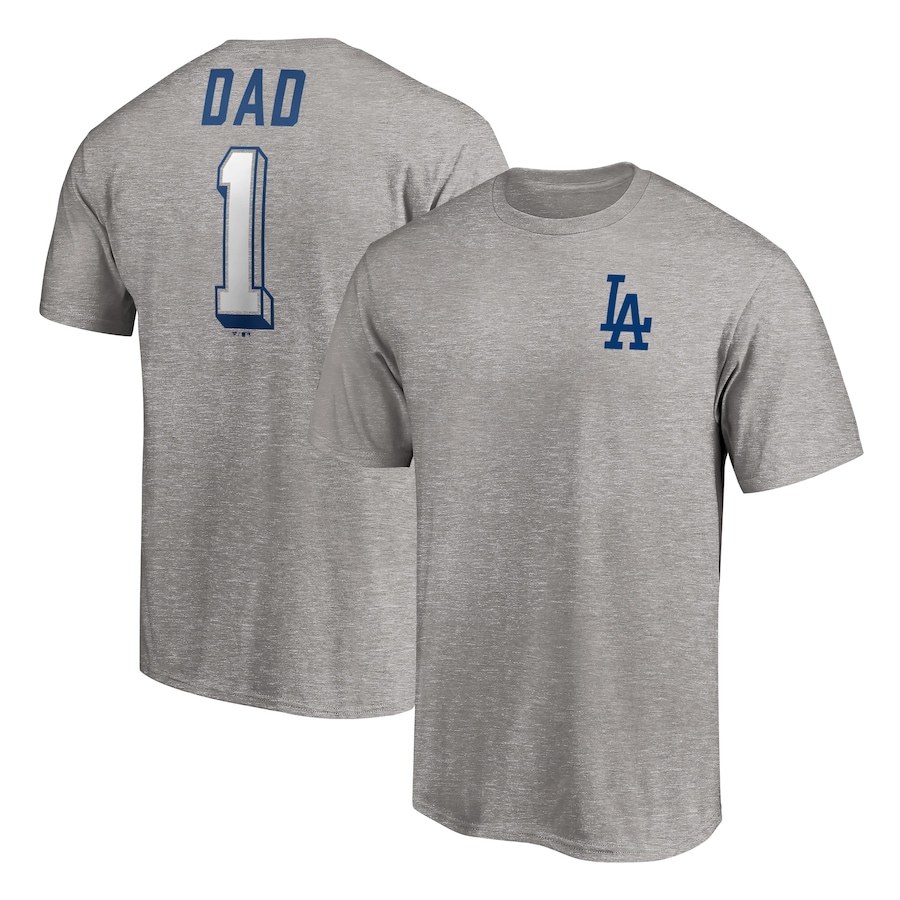 Men's Los Angeles Dodgers Heather Gray Number One Dad T-Shirt