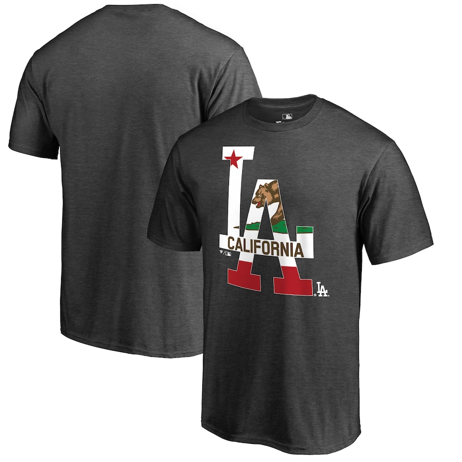 Men's Los Angeles Dodgers Heathered Charcoal Hometown Collection Cali Flag T-Shirt
