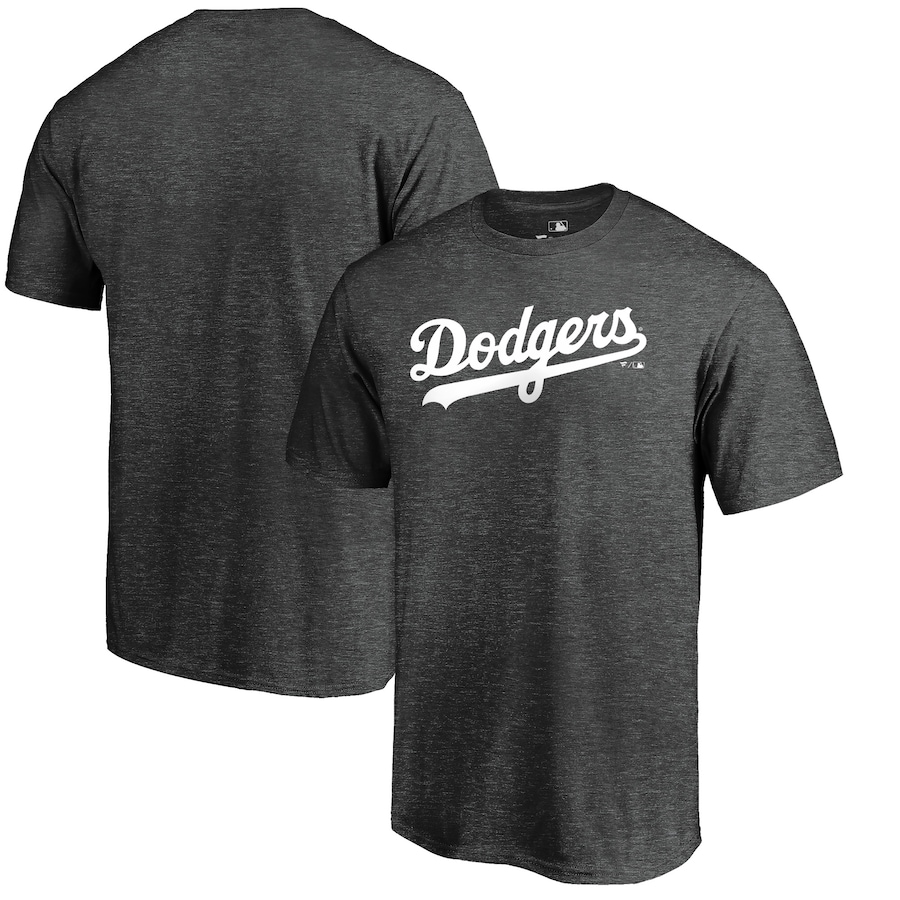Men's Los Angeles Dodgers Heathered Charcoal Team Wordmark T-Shirt Men's Los Angeles Dodgers Heathered Charcoal Team Wordmark T-Shirt