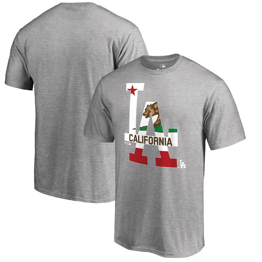 Men's Los Angeles Dodgers Heathered Gray Hometown Collection Cali Flag T-Shirt