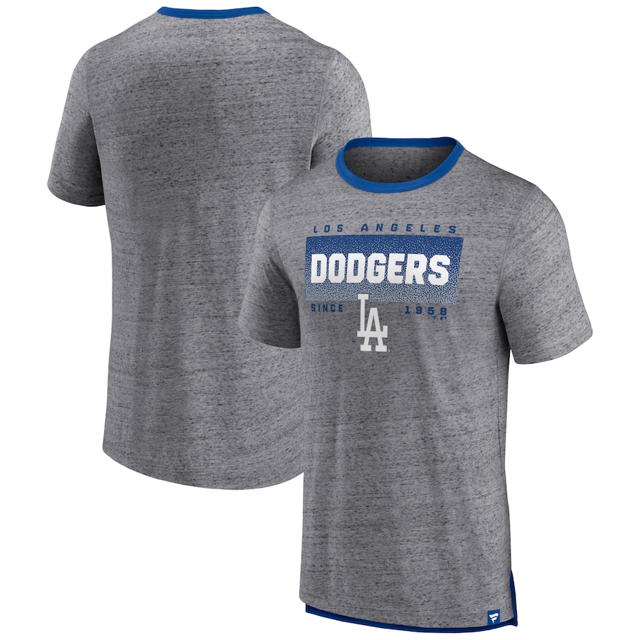 Men's Los Angeles Dodgers Heathered Gray Iconic Team Element Speckled Ringer T-Shirt
