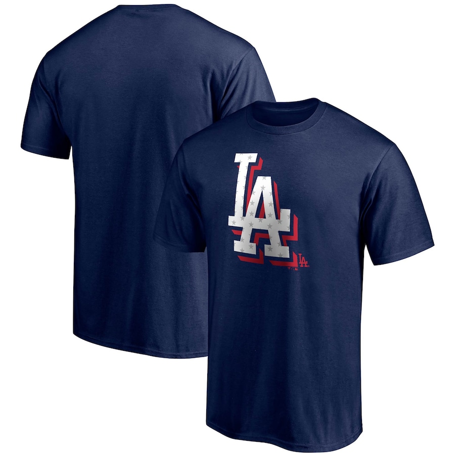 Men's Los Angeles Dodgers Navy Red White and Team Logo T-Shirt Men's Los Angeles Dodgers Navy Red White and Team Logo T-Shirt