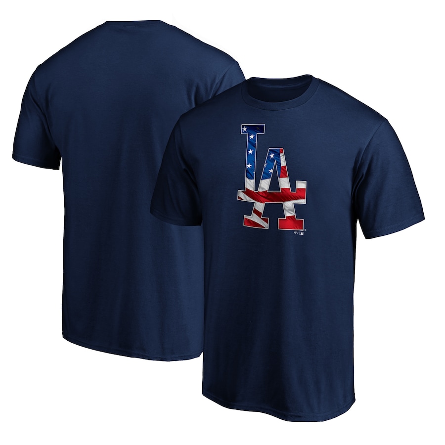 Men's Los Angeles Dodgers Navy Team Banner Wave T-Shirt Men's Los Angeles Dodgers Navy Team Banner Wave T-Shirt