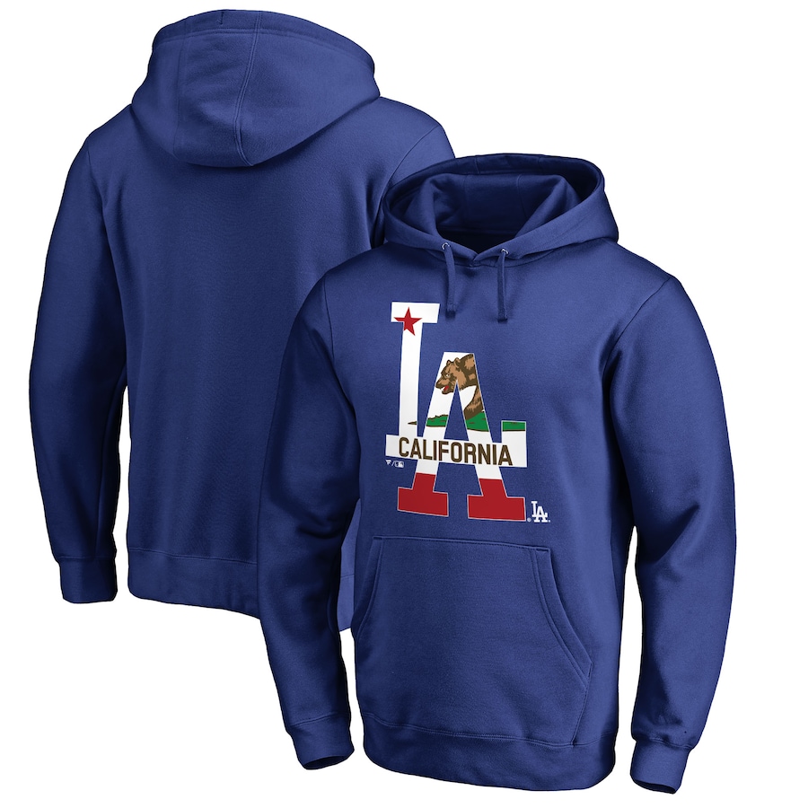 Men's Los Angeles Dodgers Royal Hometown Collection Cali Flag Pullover Hoodie Men's Los Angeles Dodgers Royal Hometown Collection Cali Flag Pullover Hoodie