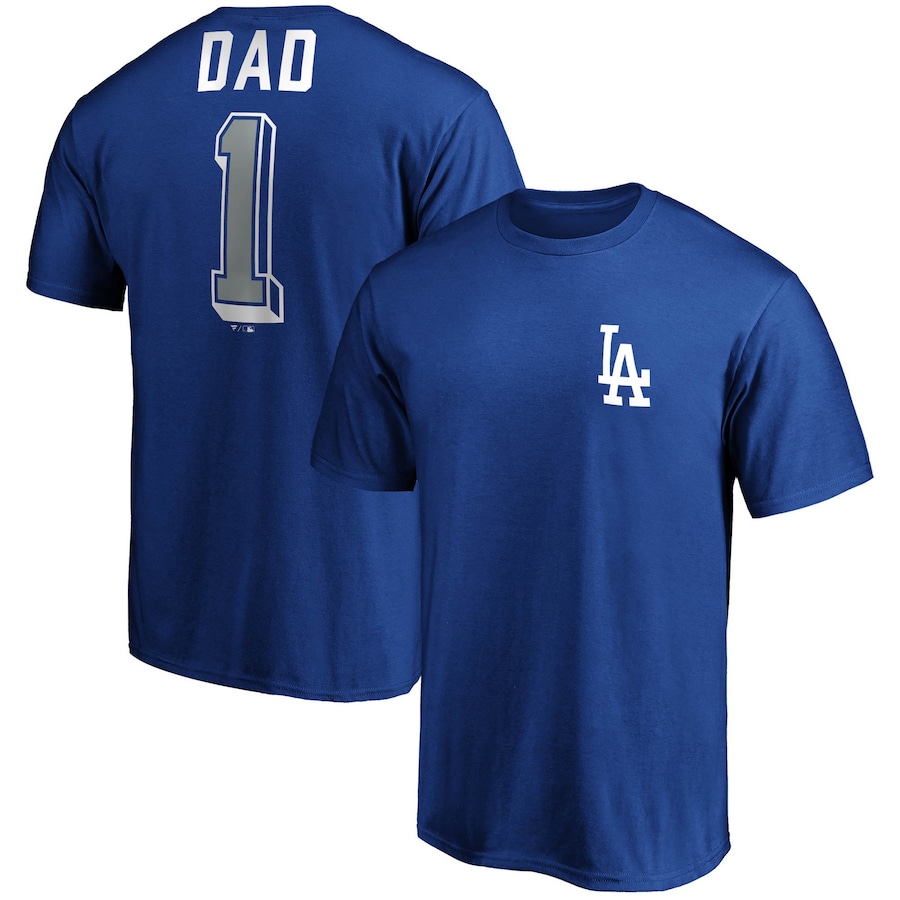 Men's Los Angeles Dodgers Royal Number One Dad Team T-Shirt